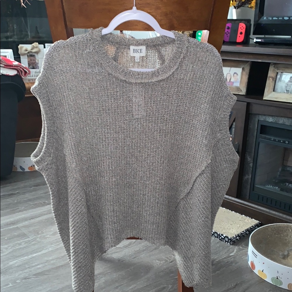 NWTS Womens BKE Gray Crew Neck Sweater with Ribbed Knit Size Small